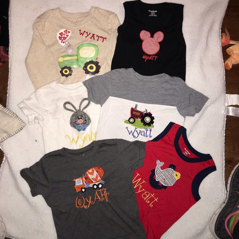 Six Custom/Handmade Wyatt Boys Shirts 2T